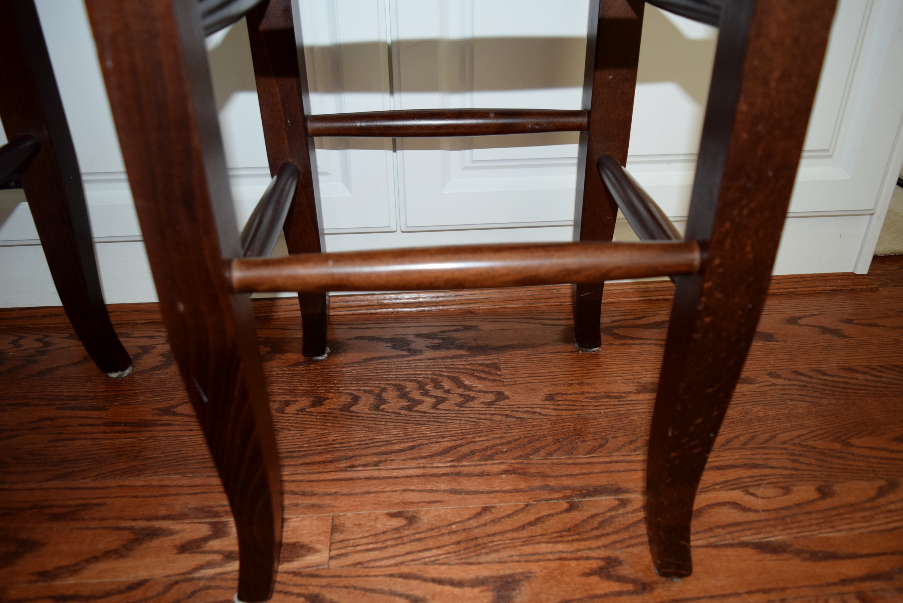 Pair of Pottery Barn "Napoleon" Rush Seat Counter Bar Stools EBTH