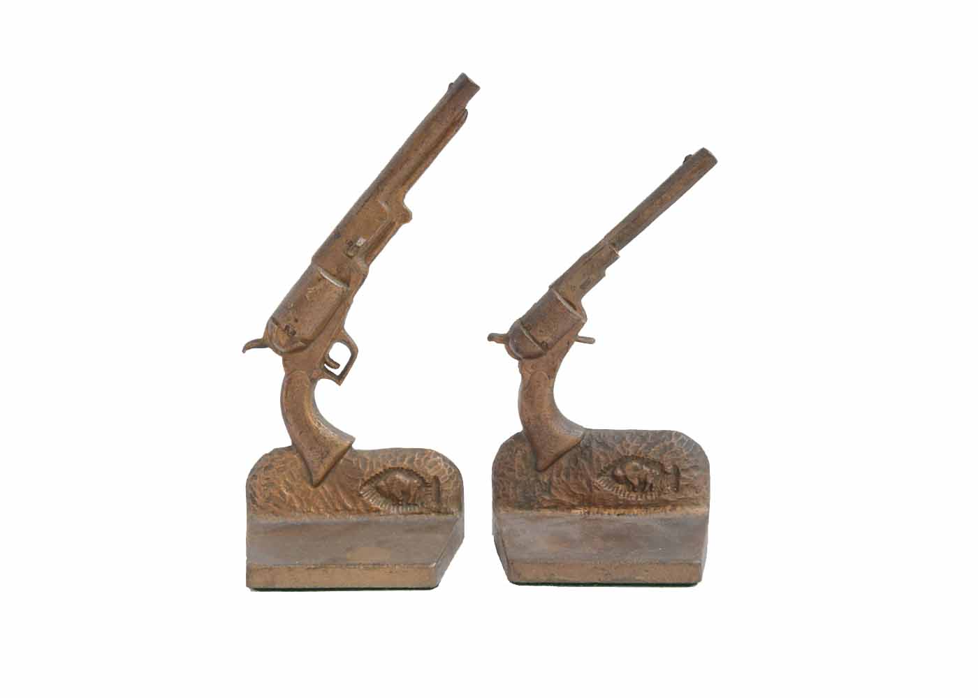 Pair of Vintage Cast Metal Pistol Bookends EBTH