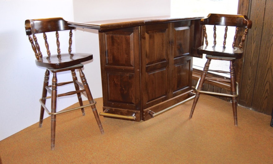 Ethan Allen Bar with Two Stools : EBTH - Ethan Allen Bar with Two Stools ...