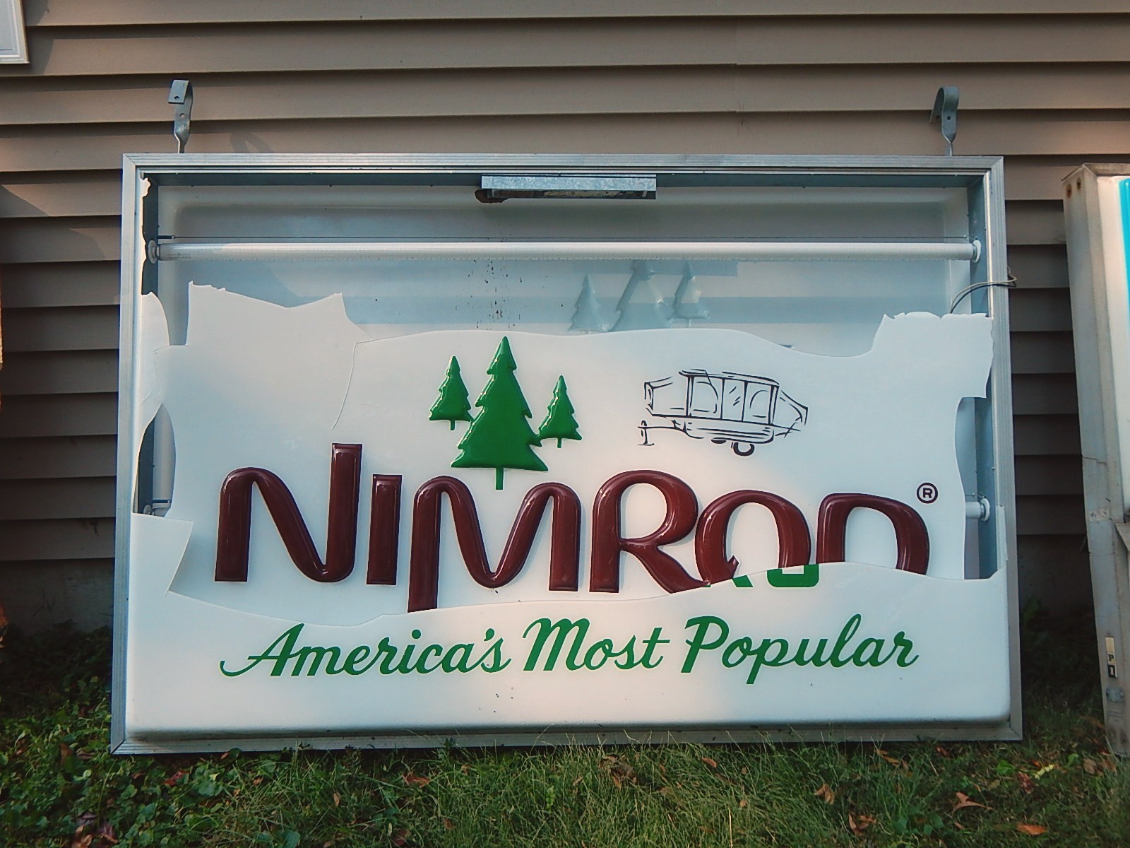 1950/60's Nimrod PopUp Campers Outdoor Lighted Advertising Sign EBTH