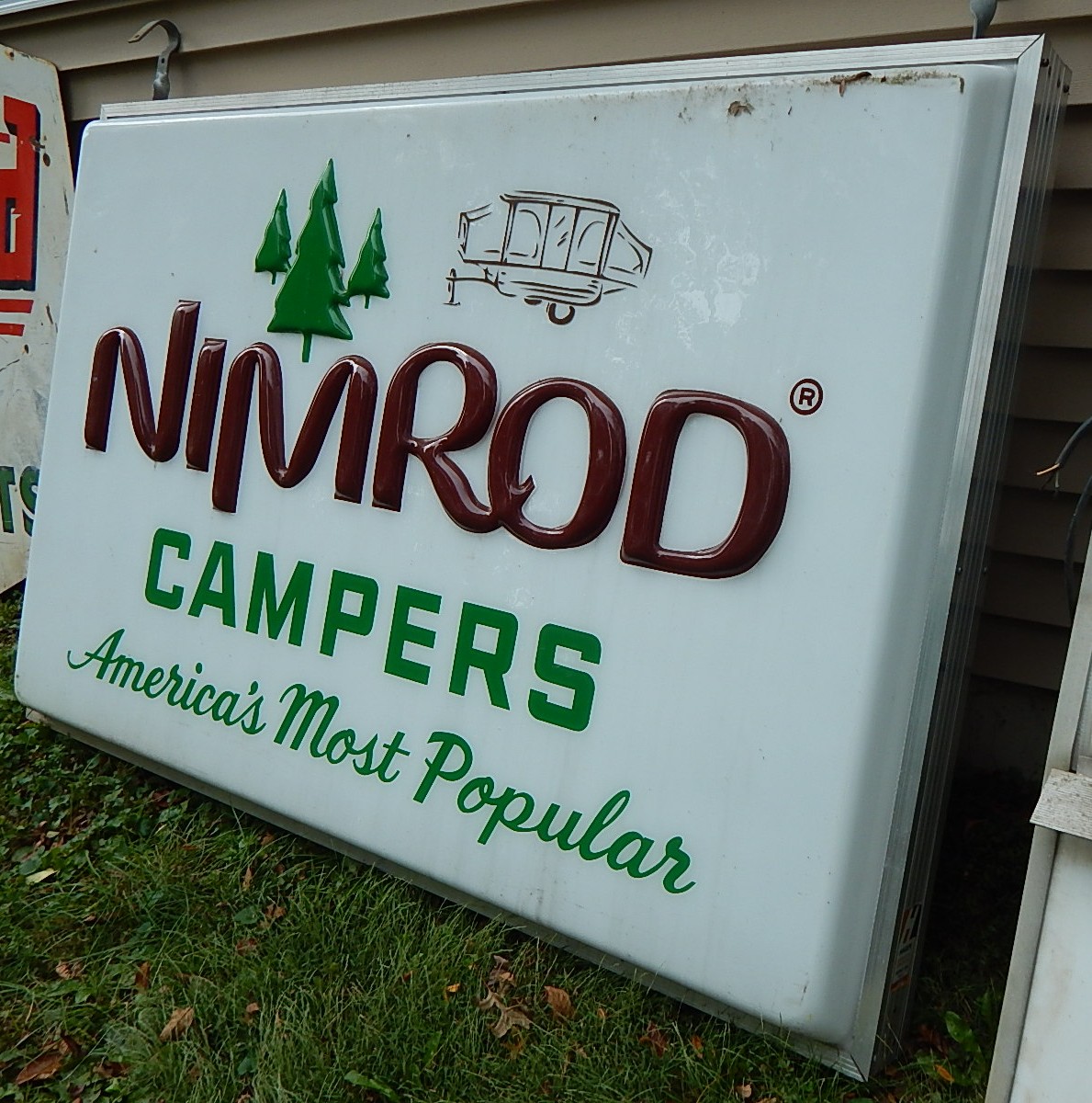 1950/60's Nimrod PopUp Campers Outdoor Lighted Advertising Sign EBTH