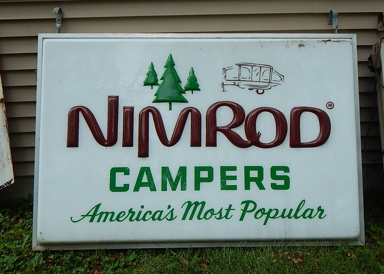 1950/60's Nimrod PopUp Campers Outdoor Lighted Advertising Sign EBTH