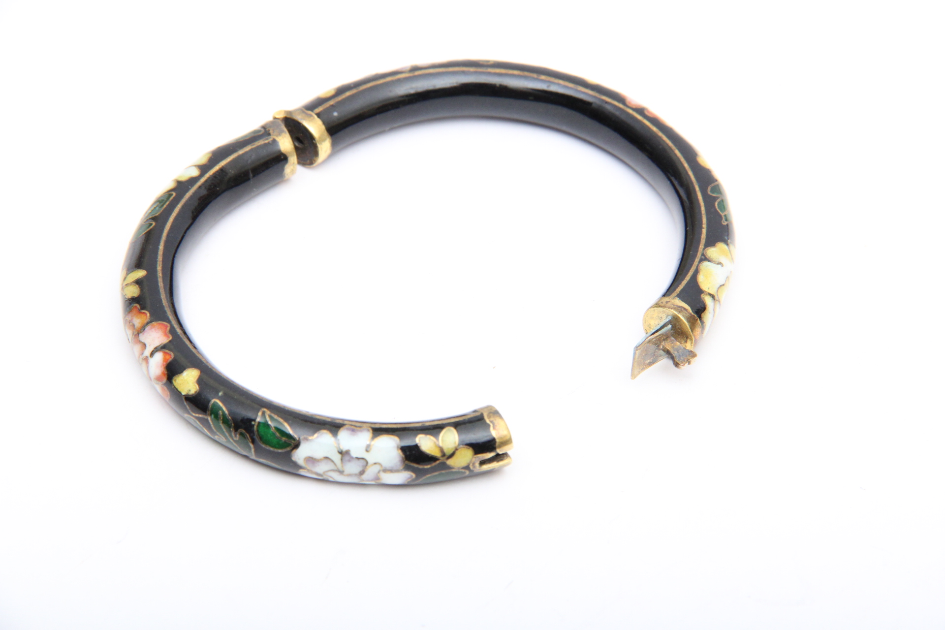 Antique Cloisonne Brass Bangle Bracelet EBTH