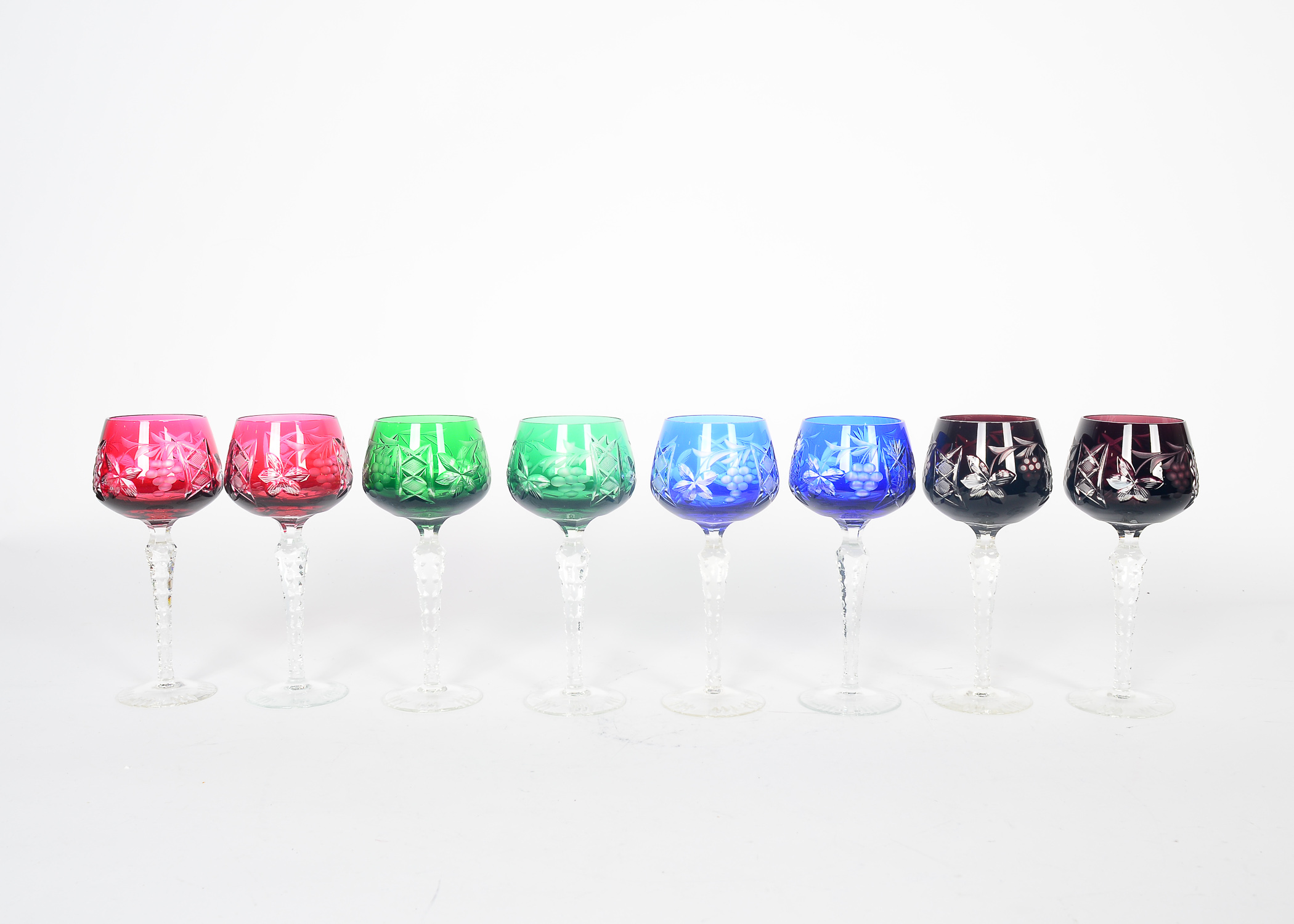 Set of Colorful Crystal Wine Glasses EBTH