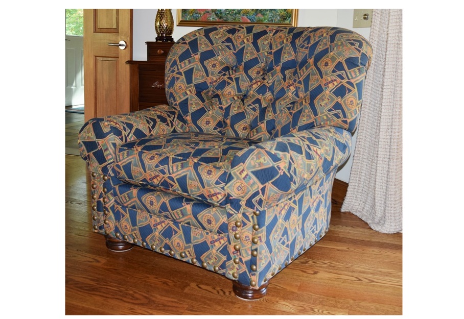 Overstuffed Upholstered Arm Chair with Wide Curved Back EBTH