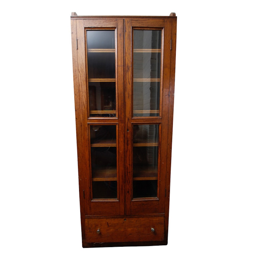 Antique Oak Bookcase With Glass Doors : EBTH Antique Oak Bookcase with Glass Doors ... - Antique Oak Bookcase With Glass Doors : EBTH