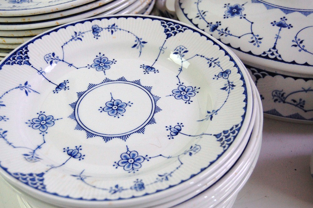 Danish Furnivals "Blue Denmark" China and Royal Copenhagen Teapot EBTH