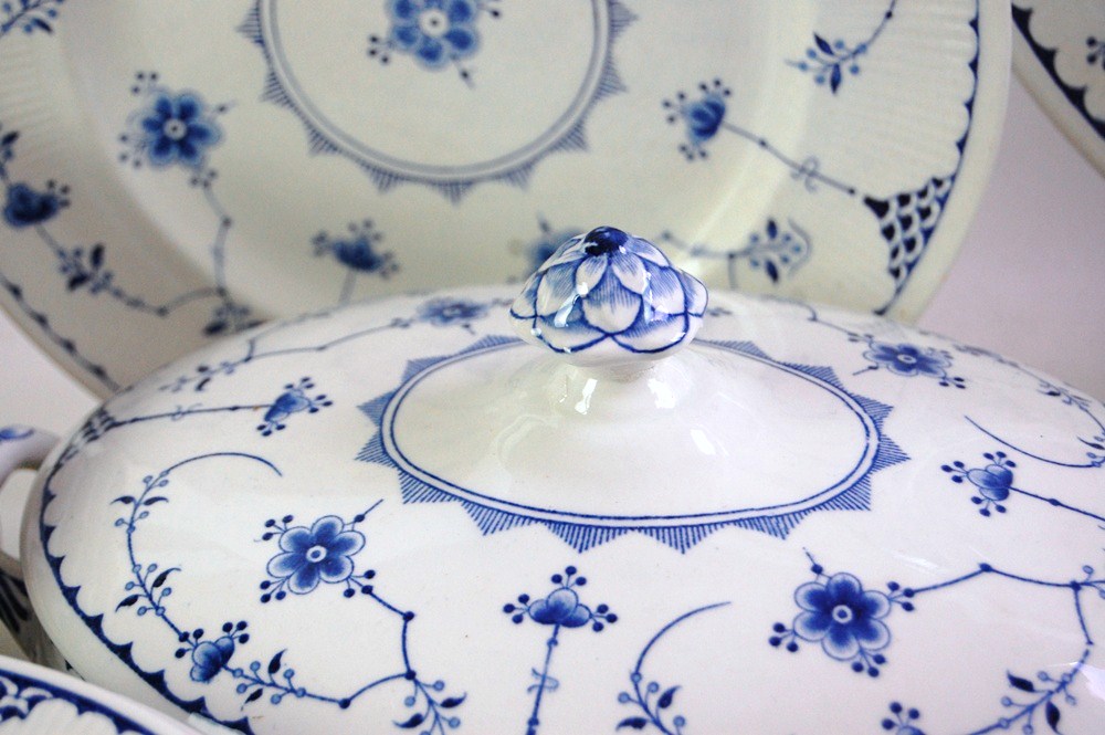 Danish Furnivals "Blue Denmark" China and Royal Copenhagen Teapot EBTH