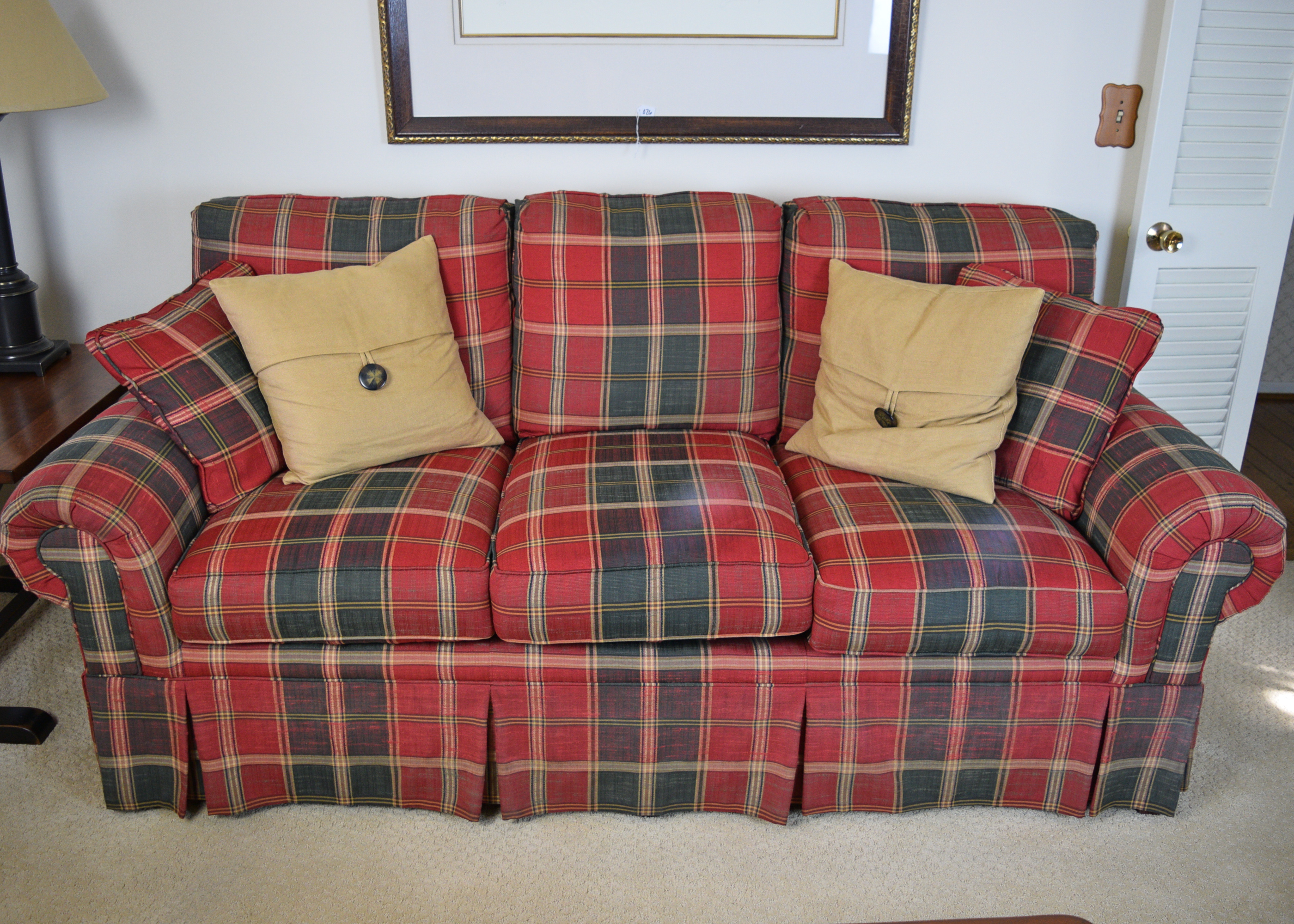 Red And Green Plaid Sofa Ebth