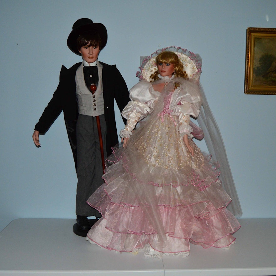 Bride And Groom Porcelain Dolls