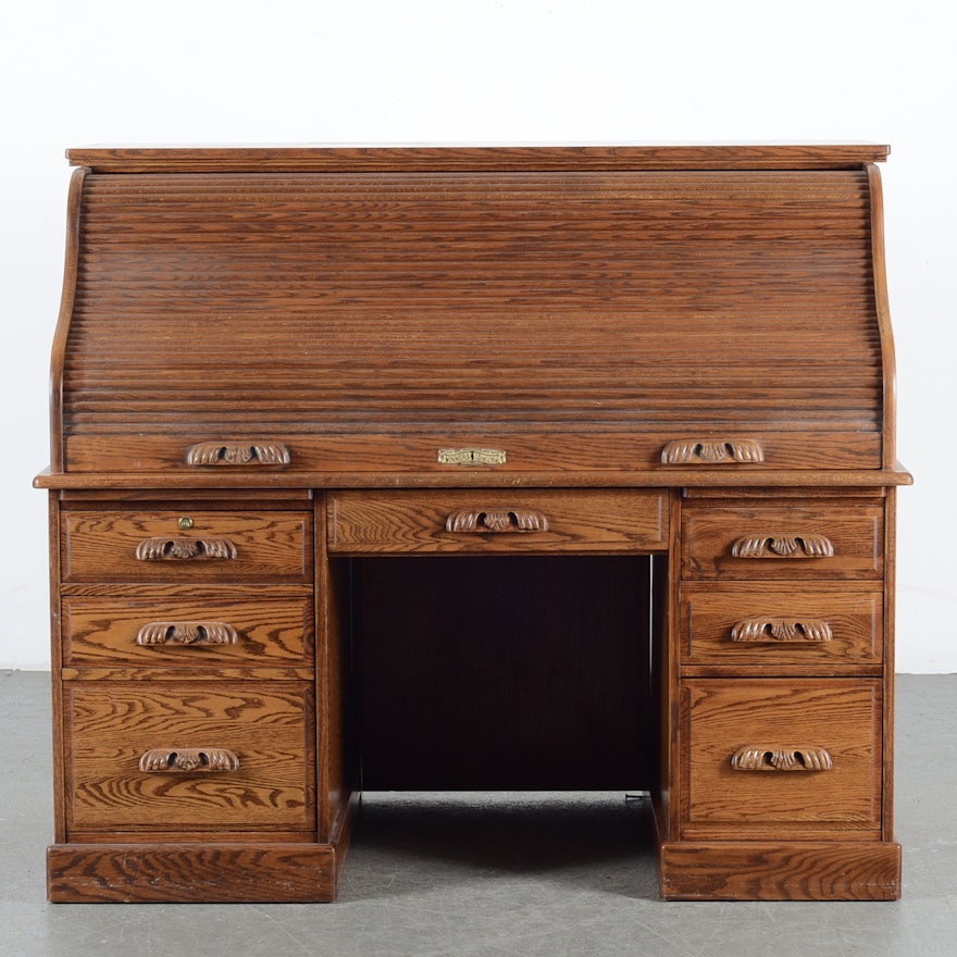 Winners Only Inc Wooden Roll Top Desk With Drawers Ebth