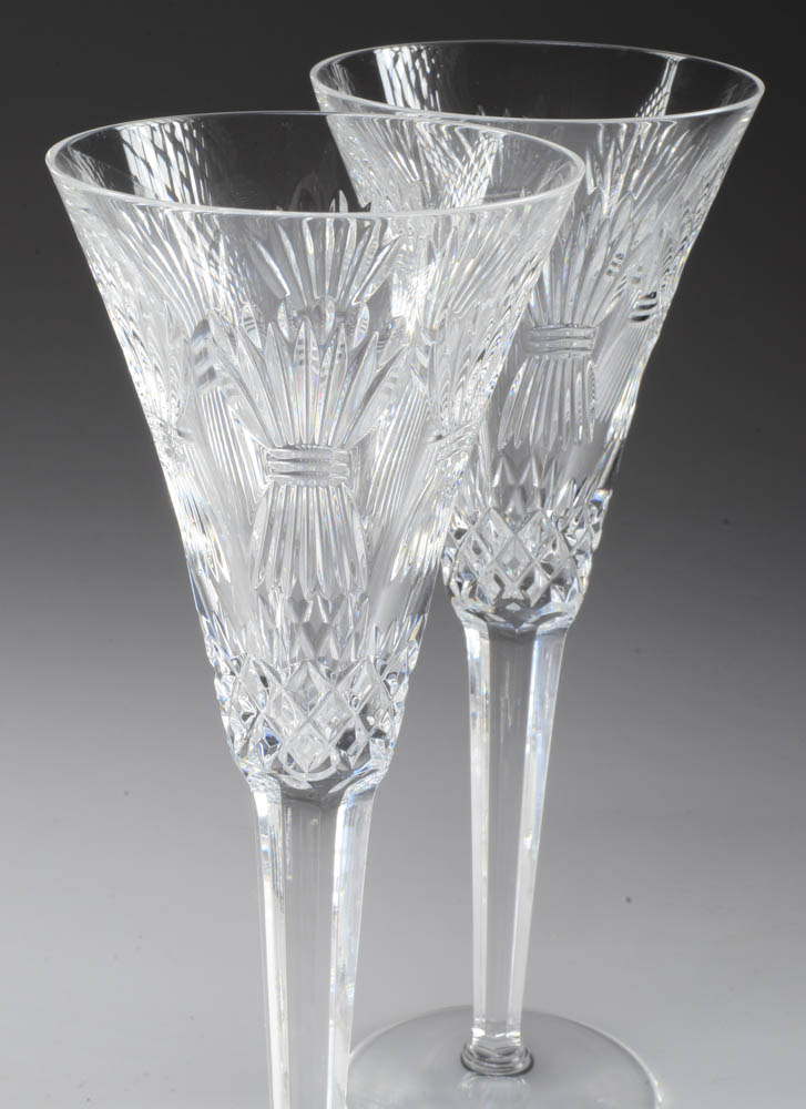 Waterford Millenium Crystal Glass Champagnes and Water Goblets EBTH