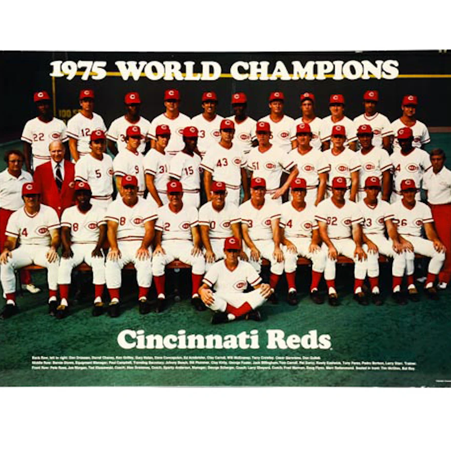 1975 Cincinnati Reds Team Poster EBTH 1975-cincinnati-reds-team-poster-ebth