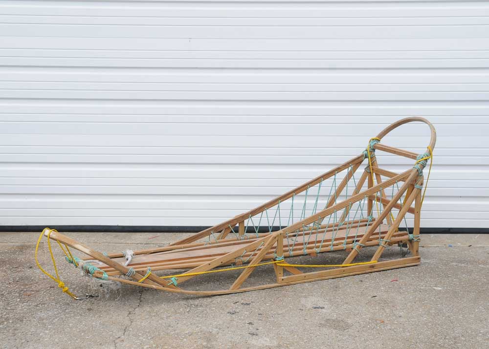 wooden dog sled