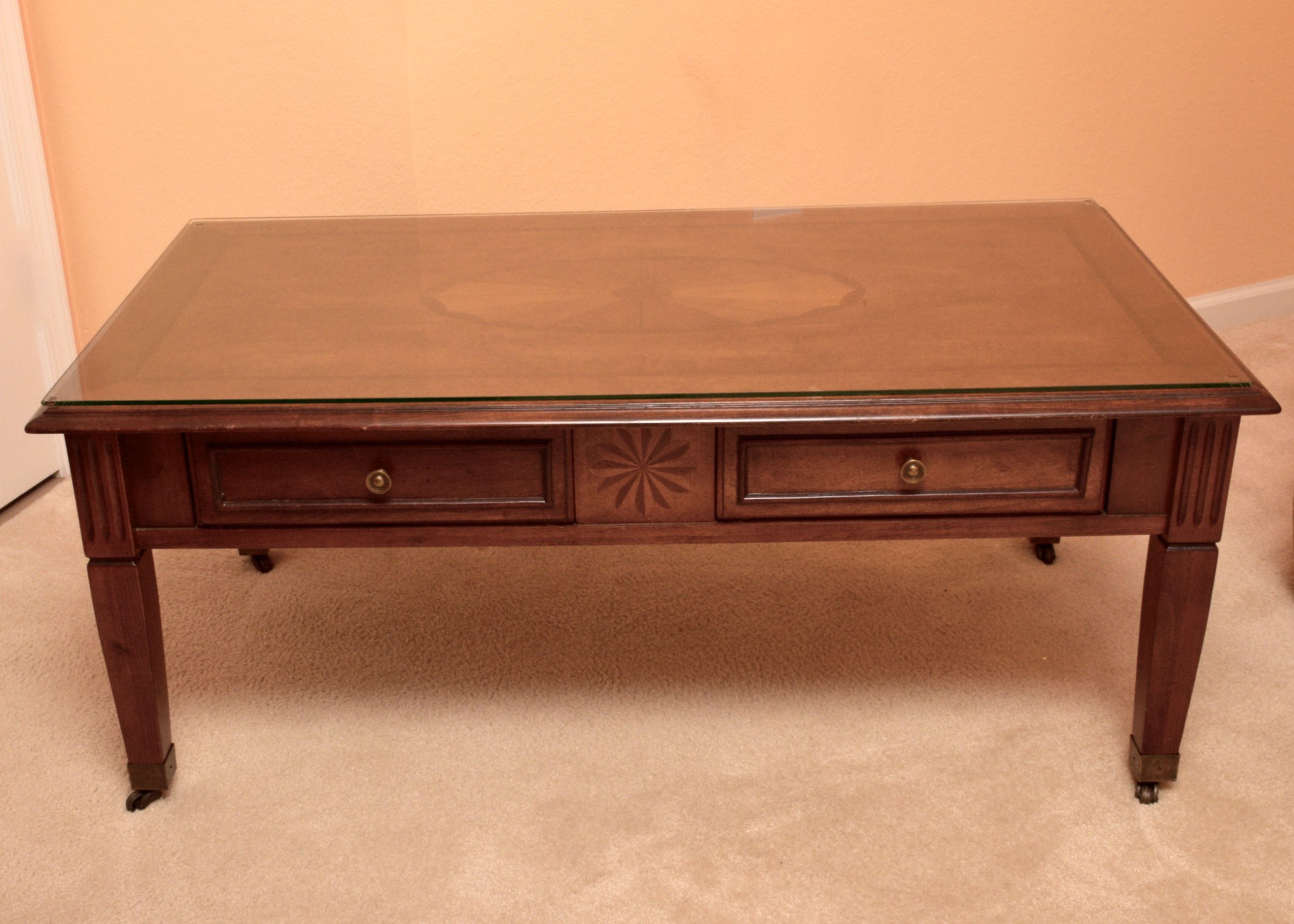 Ashley Coffee Table with Glass Top EBTH