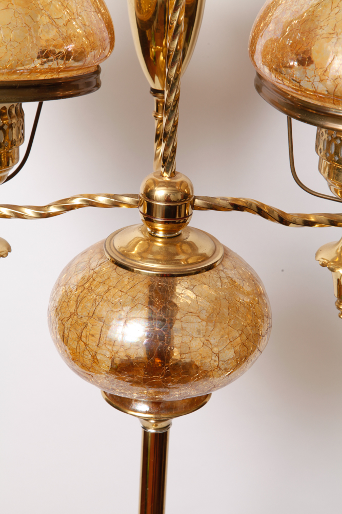 Vintage Crackle Glass Double Hurricane Floor Lamp EBTH