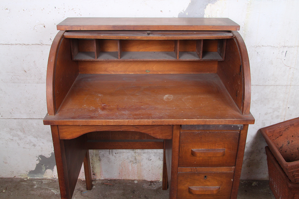 Vintage Children's RollTop Desk and Chair EBTH