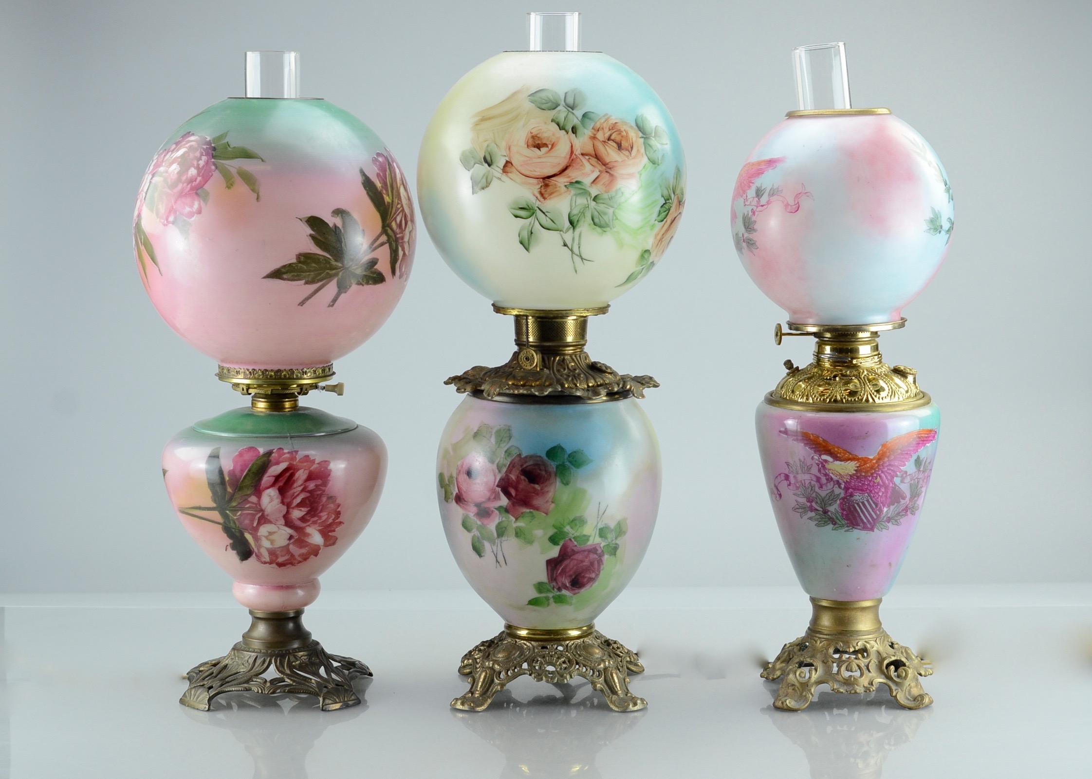 Trio Of Vintage Reproduction Gone With The Wind Style Lamp | EBTH