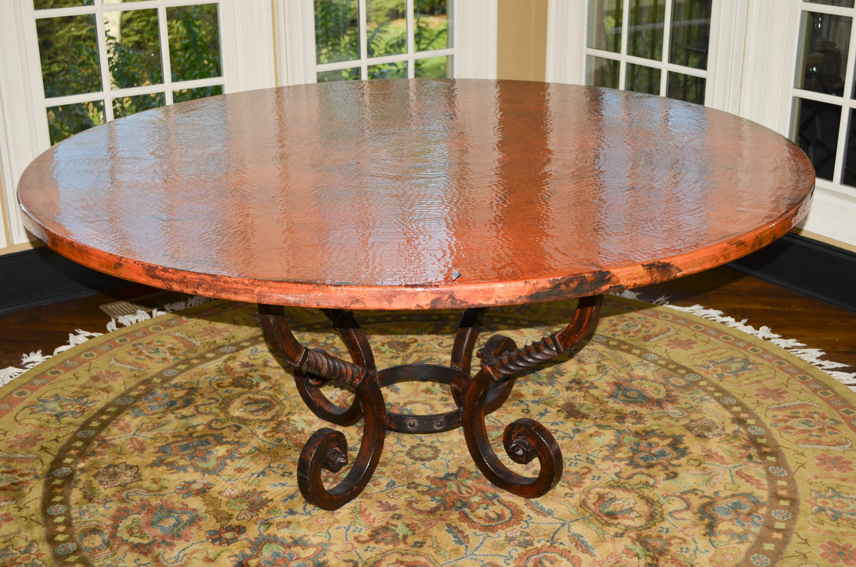 Hammered Copper Pedestal Table EBTH