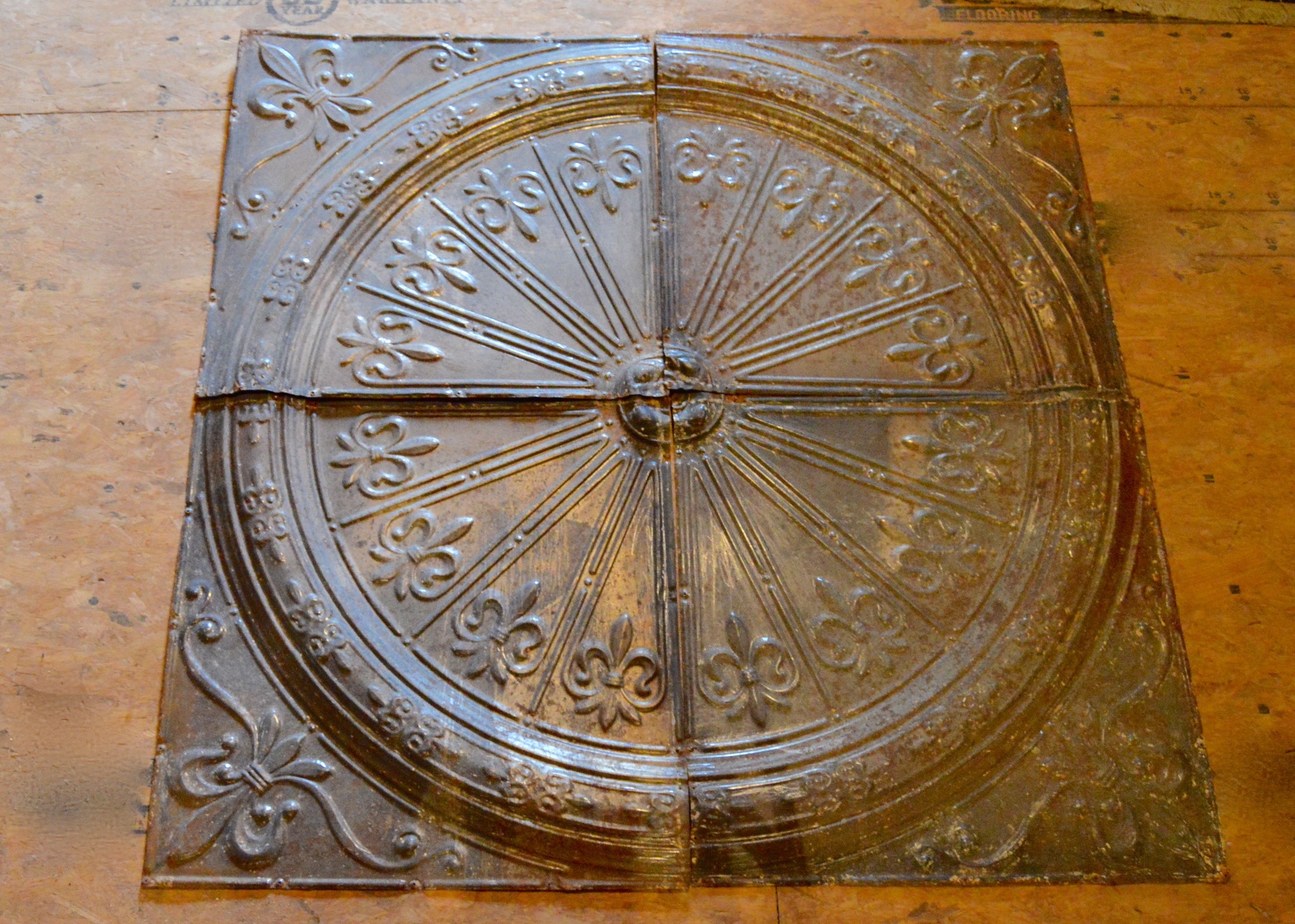 Antique Four Piece Tin Ceiling Medallion Ebth