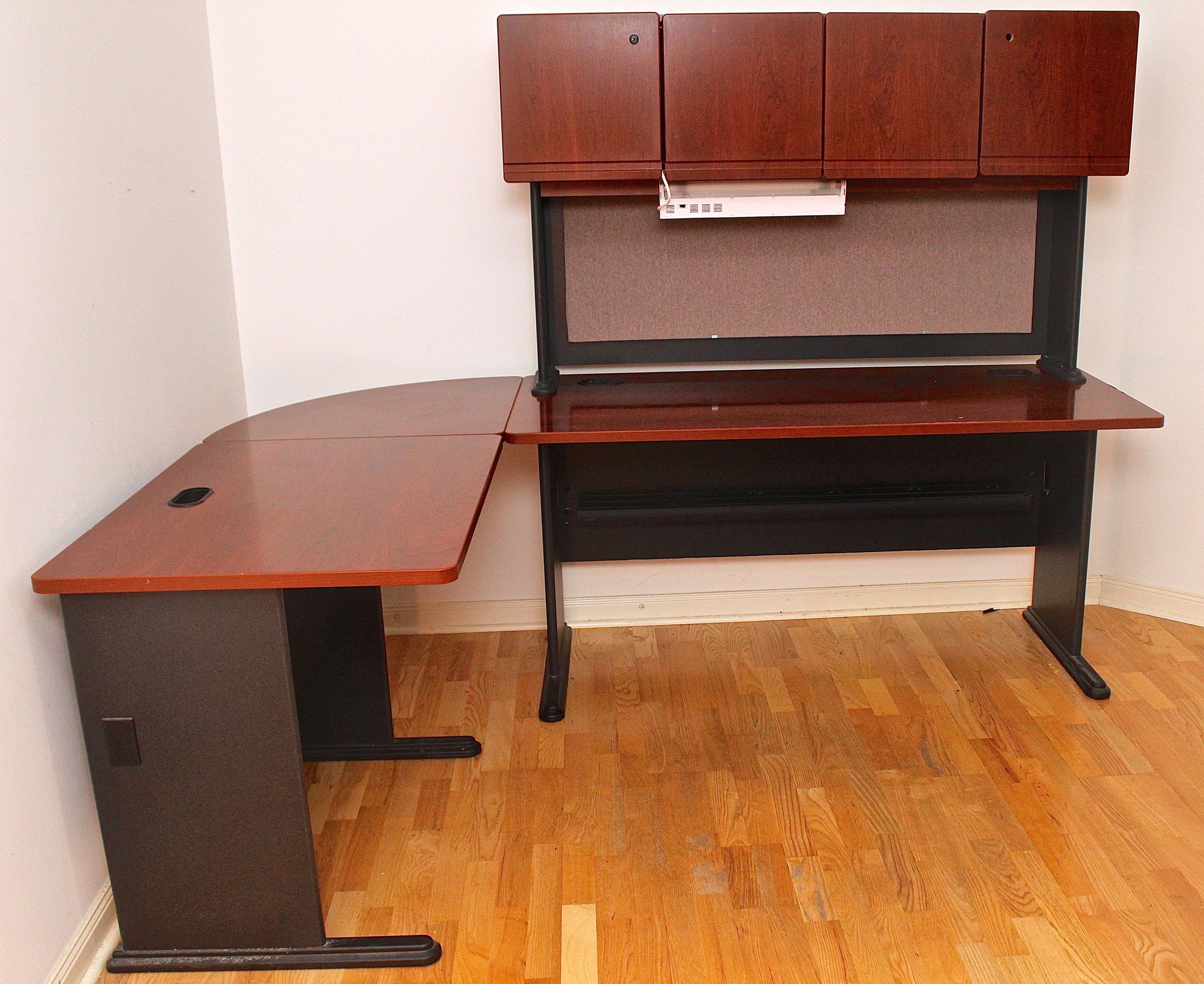Contemporary Desk with Two Wooden Filing EBTH