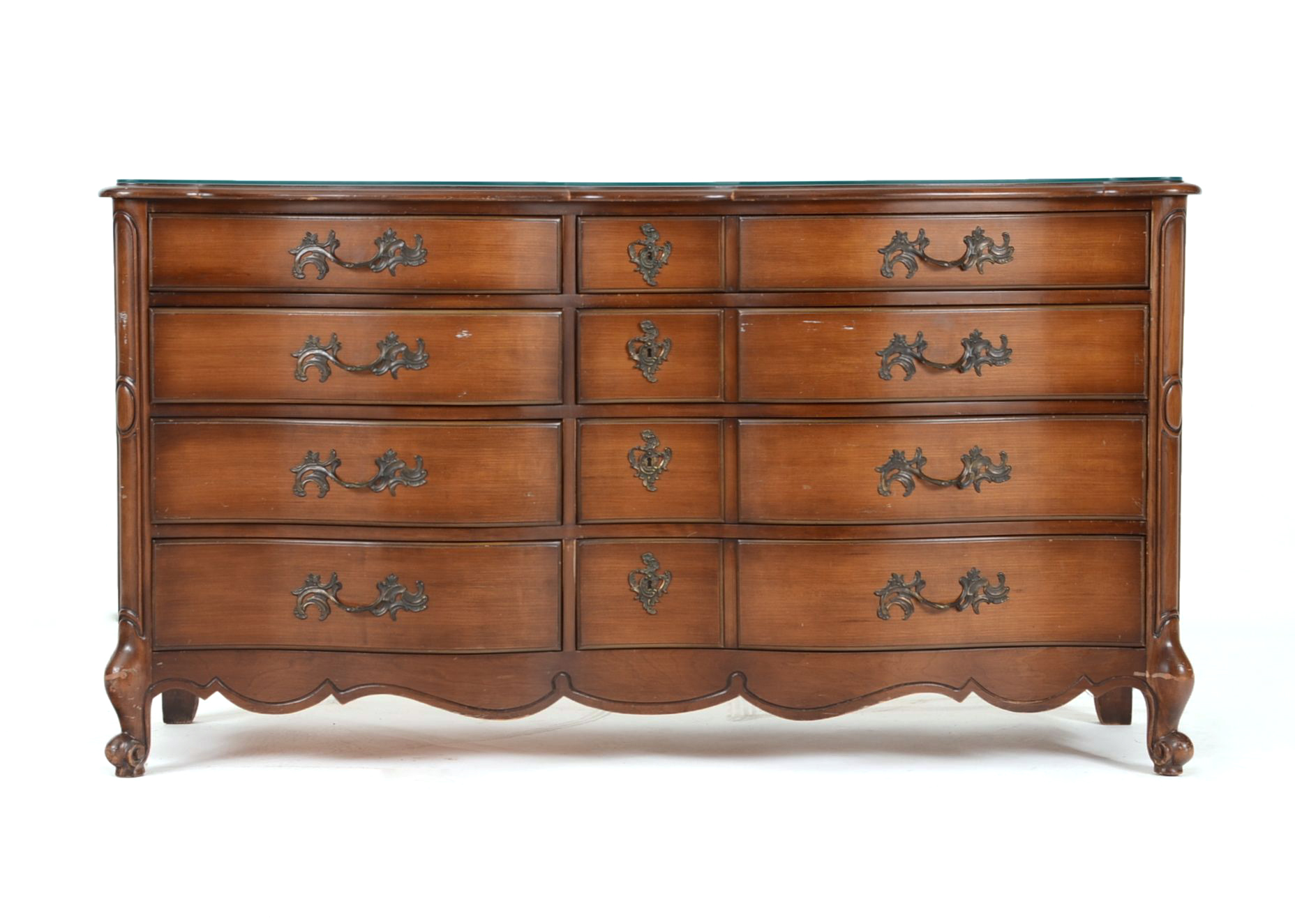 Vintage French Provincial Style Glass Top Dresser EBTH