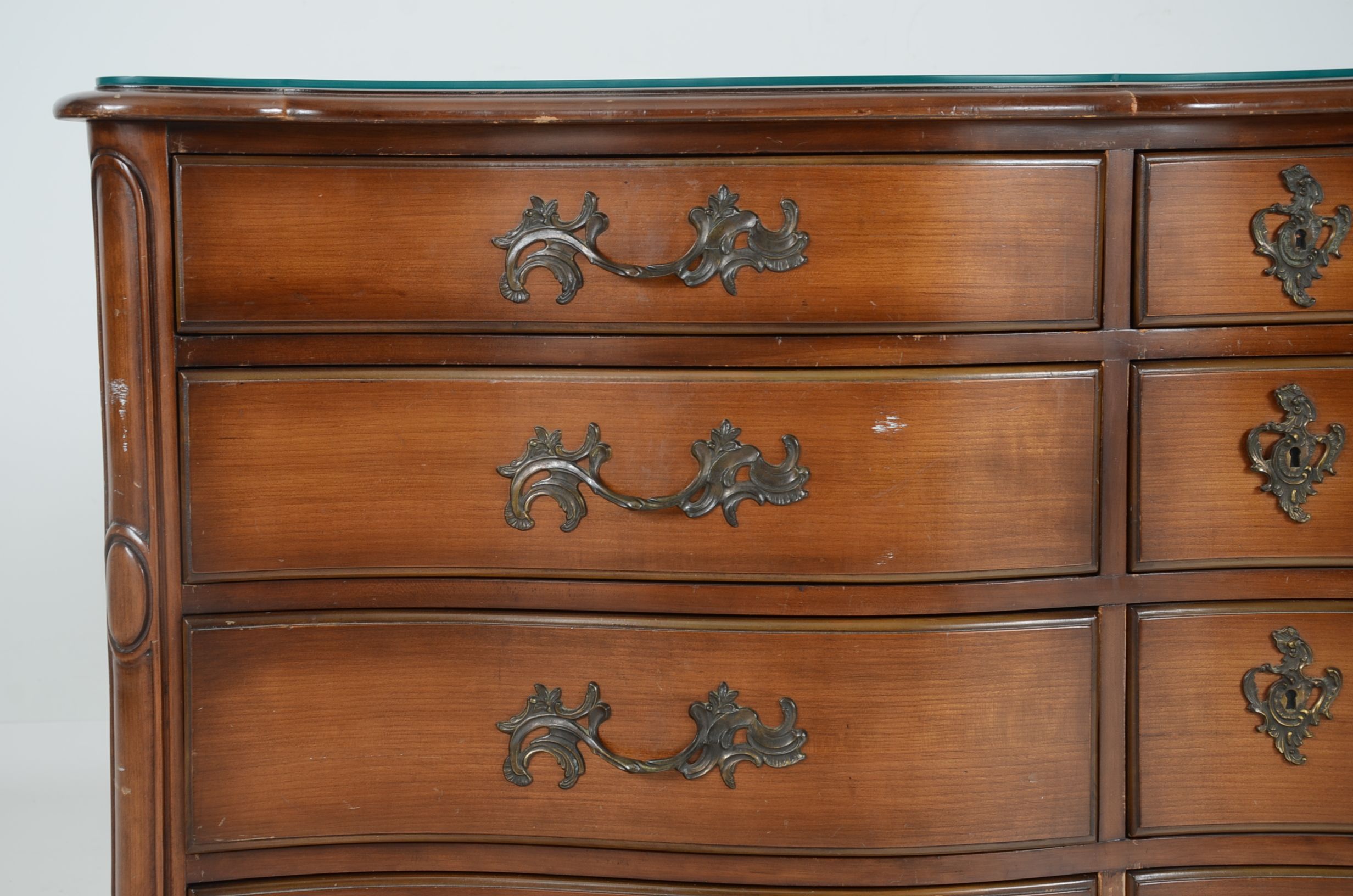 Vintage French Provincial Style Glass Top Dresser EBTH