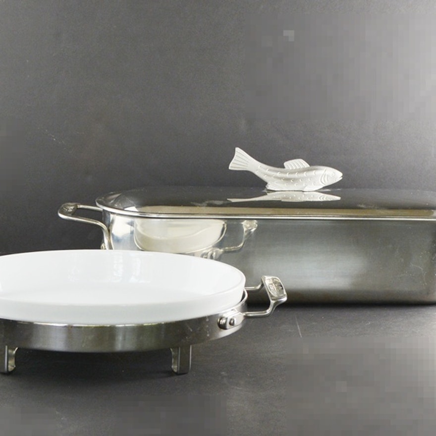 All Clad Fish Poacher And Vegetable Dish Ebth All Clad Fish Poacher And Vegetable Dish