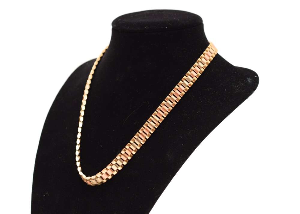 18K Gold Rolex Flat Link Necklace EBTH