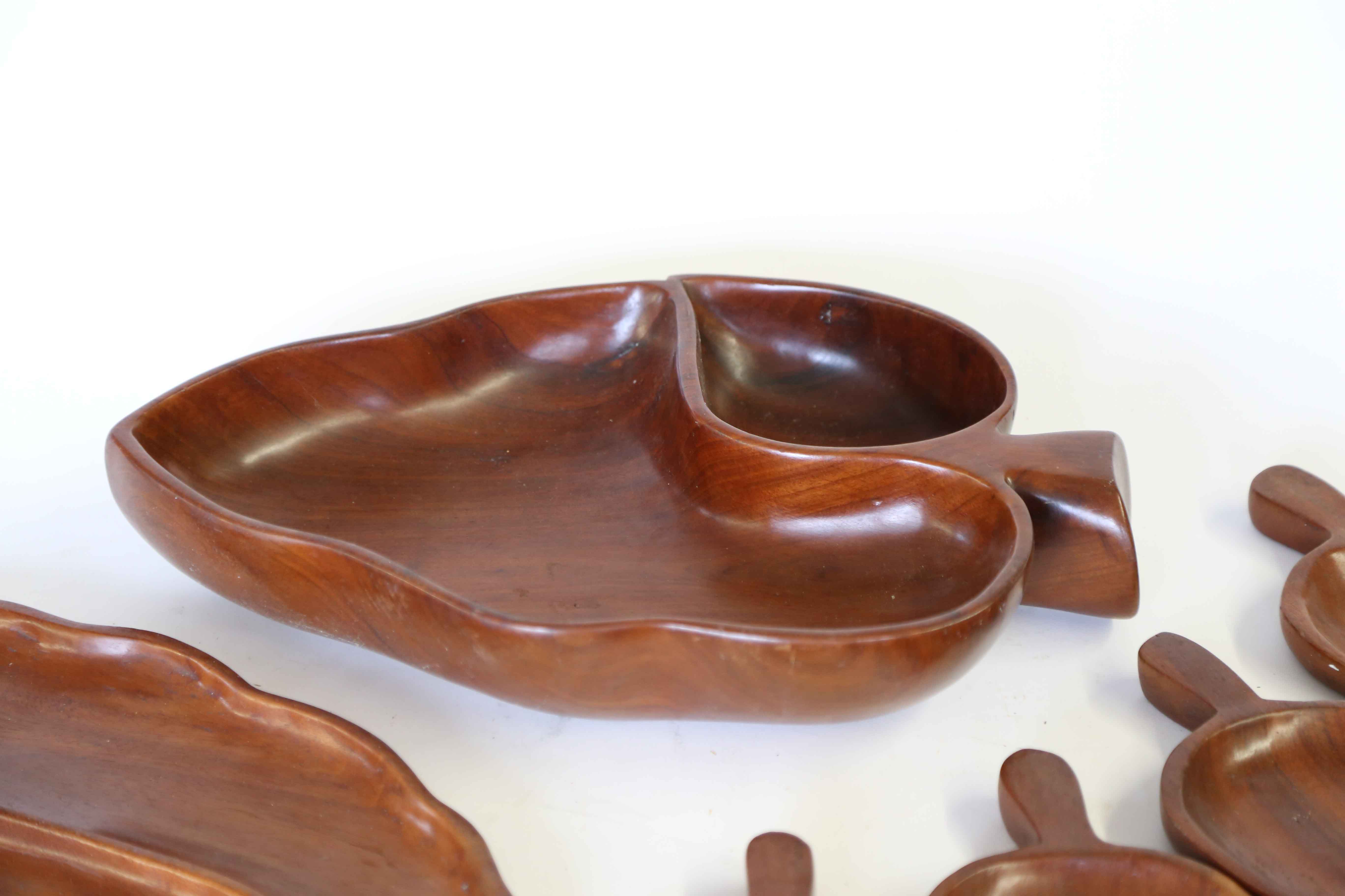 Hand Carved Mahogany Leaf Serving Trays EBTH