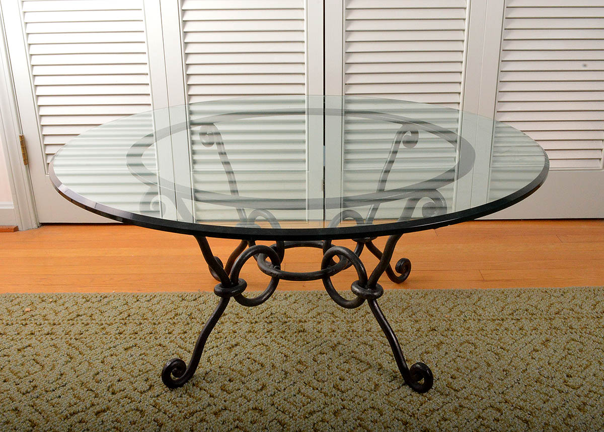 Black Metal Coffee Table with Glass Top EBTH