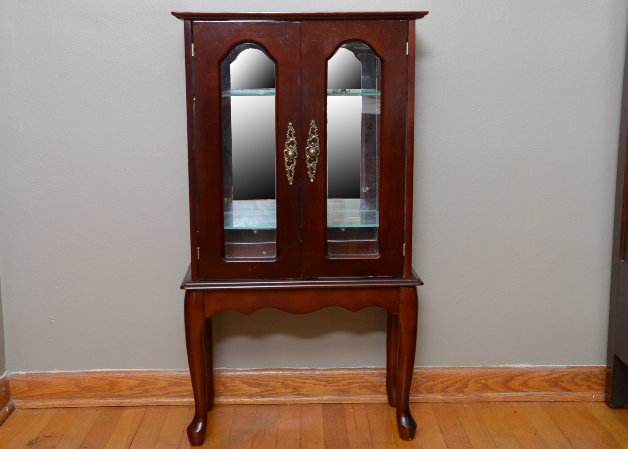 Small Cherry Oak Display Cabinet Ebth