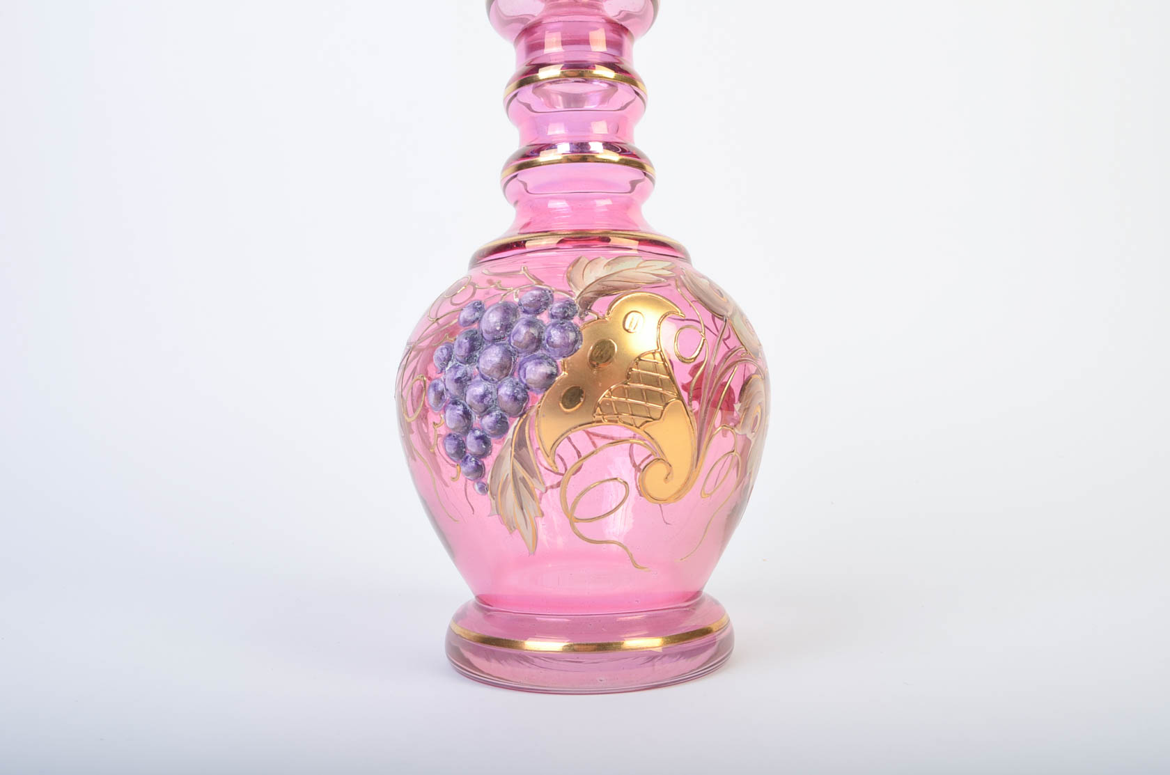 HandPainted Pink Glass Decanter EBTH