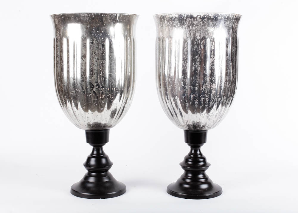 Large Mercury Glass Pedestal Vases EBTH