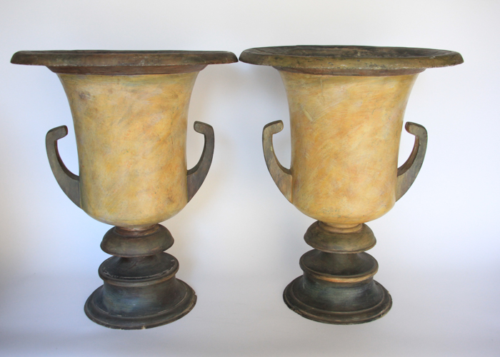 Pair of Decorative Paper Mache Urns EBTH