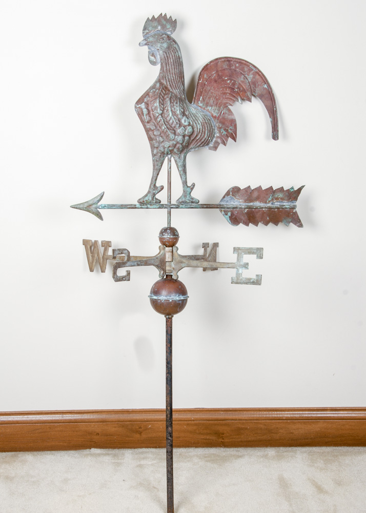 Antiqued Copper Rooster Weathervane EBTH