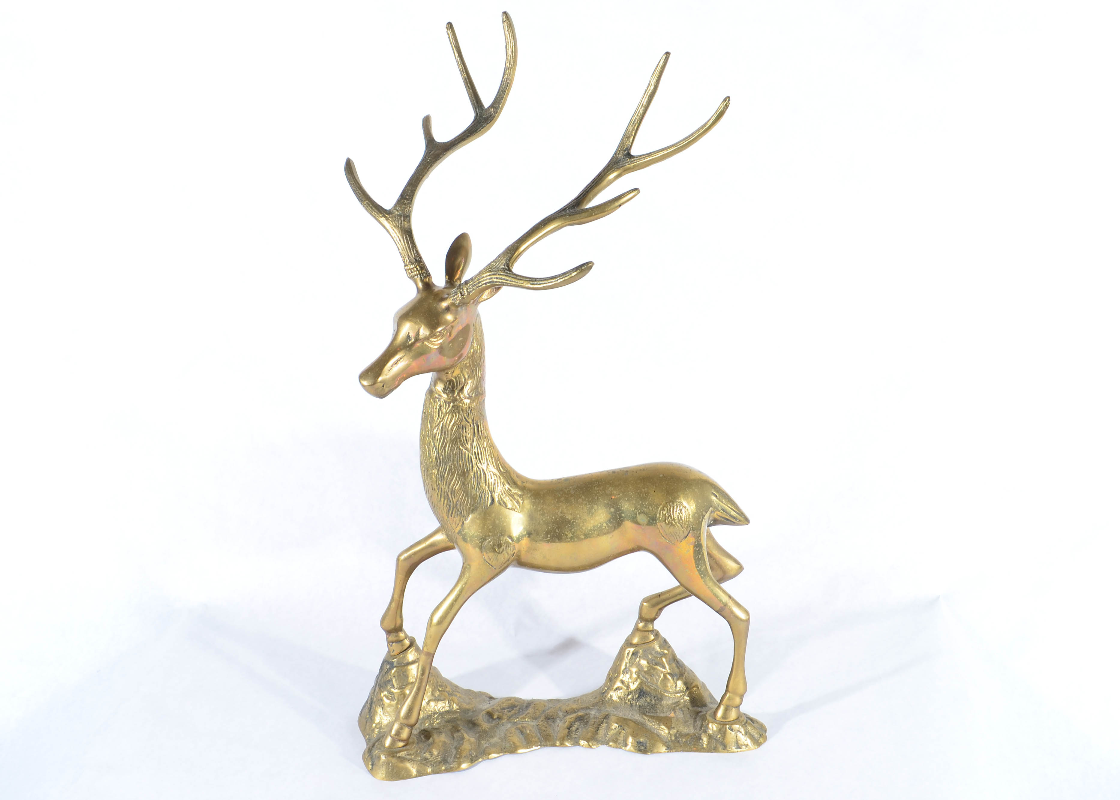 Vintage Brass Deer Stag Statue EBTH