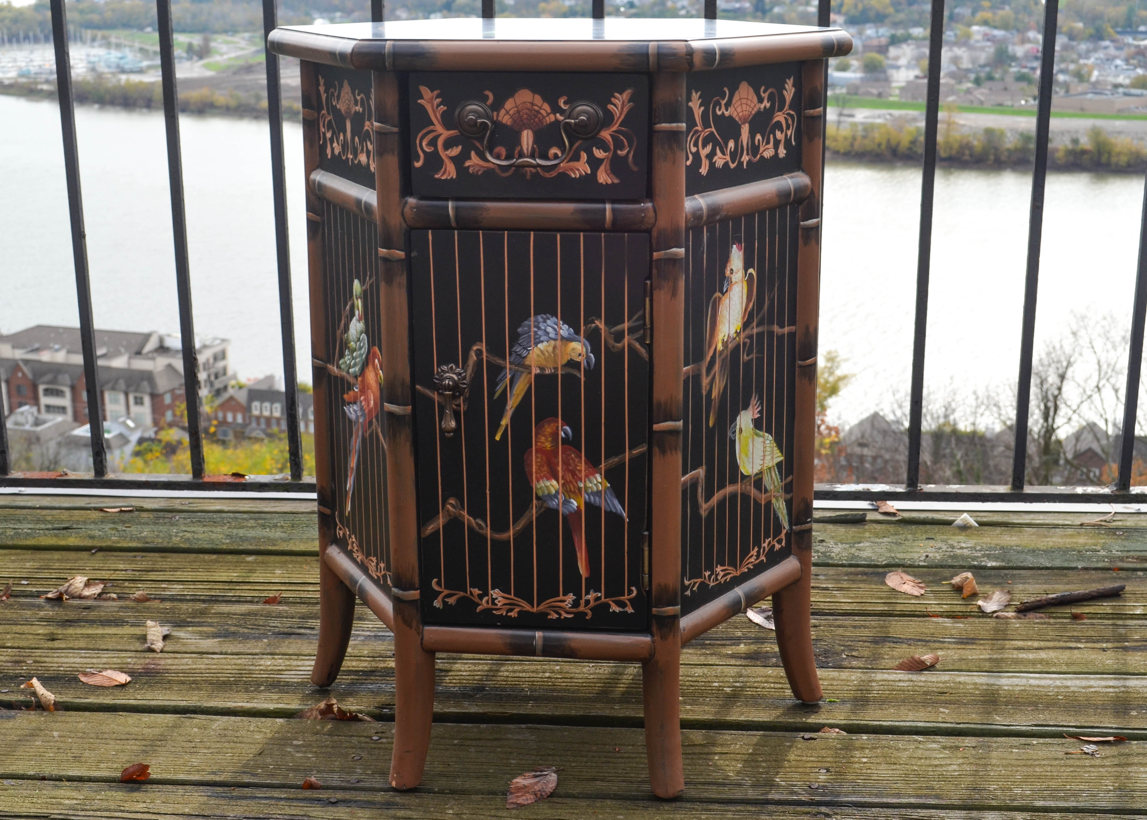 Whimsical Painted Birdcage End Table EBTH