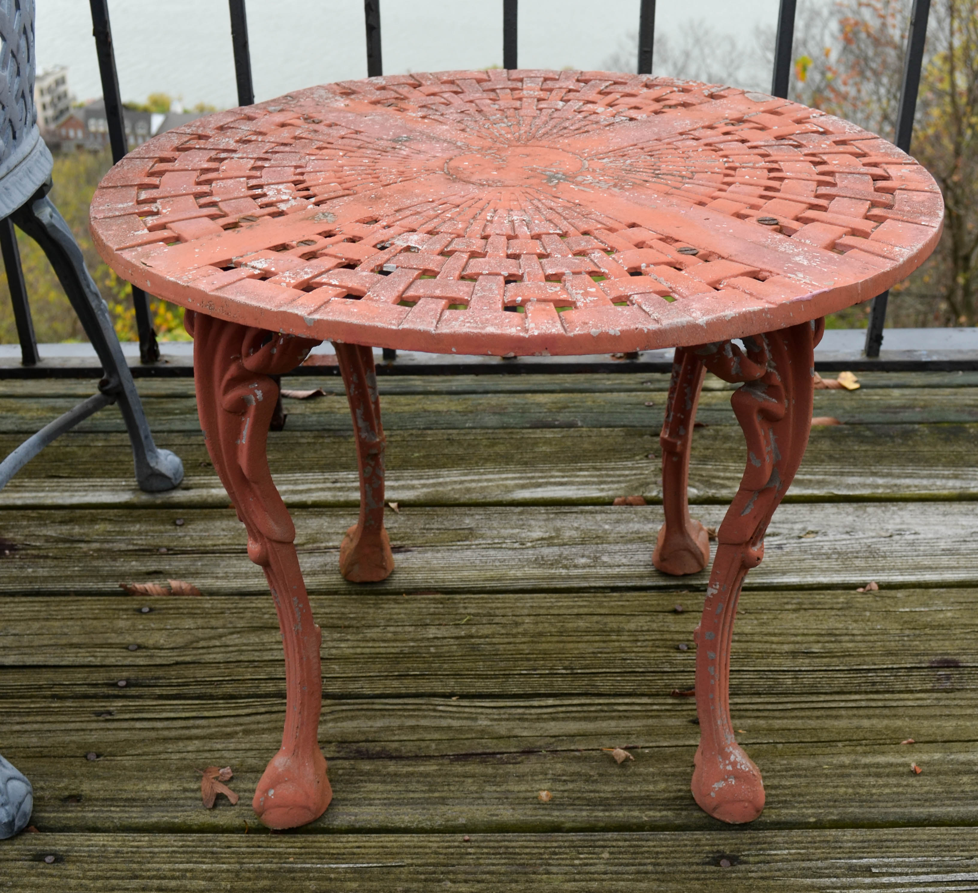 Cast Iron Patio Bench with End Table EBTH