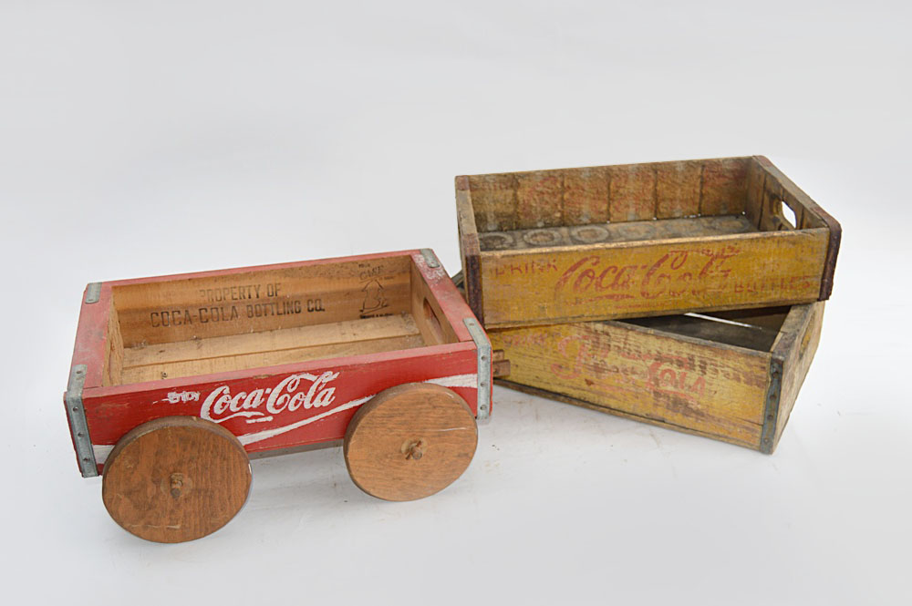 vintage coca cola wooden wagon