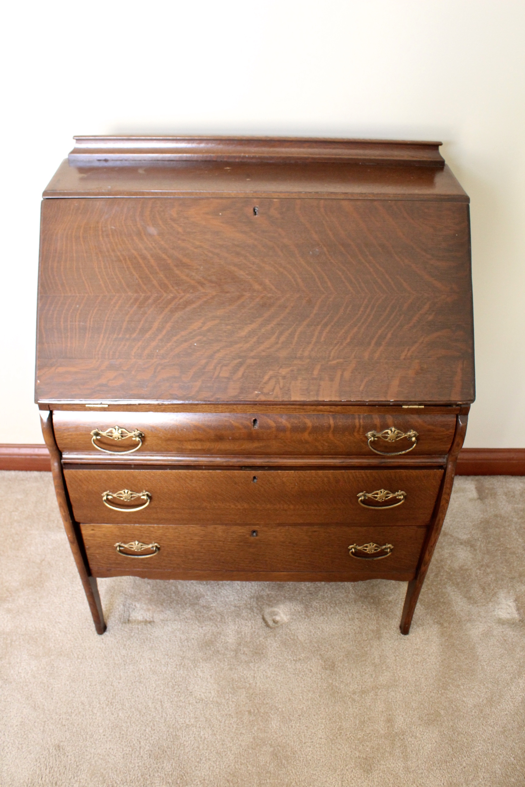 Antique Drop Front Secretary Desk Ebth