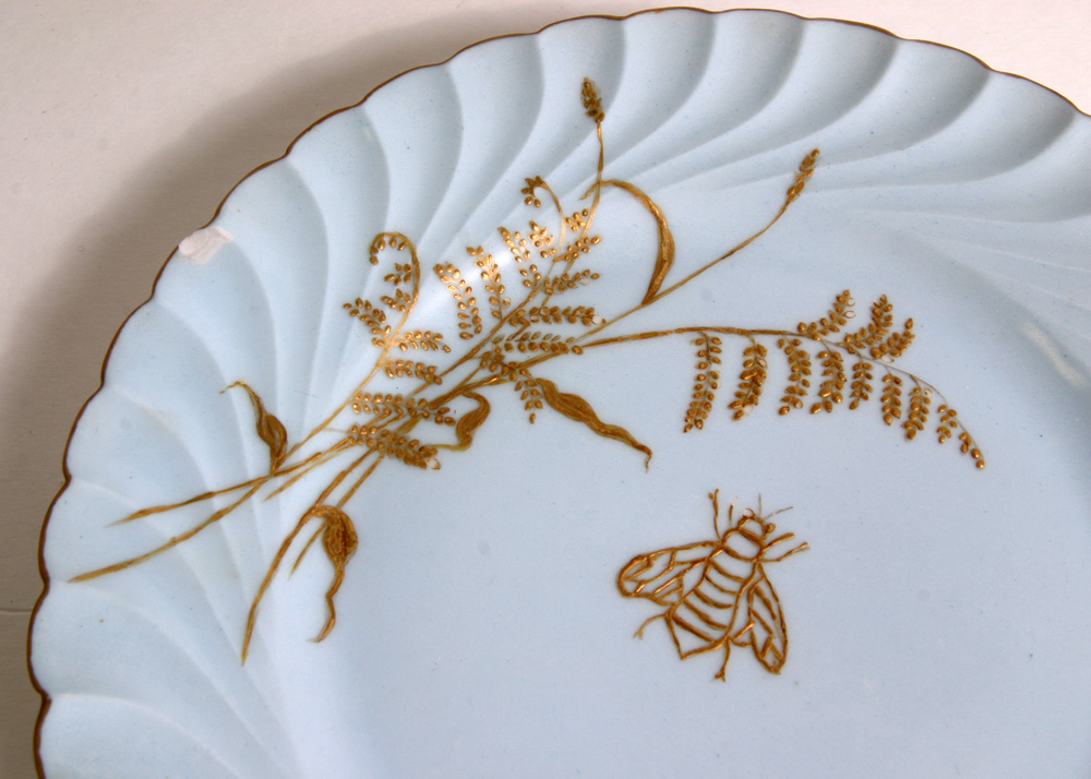 Assortment of China Plates with Hand-Painted Bee Designs | EBTH