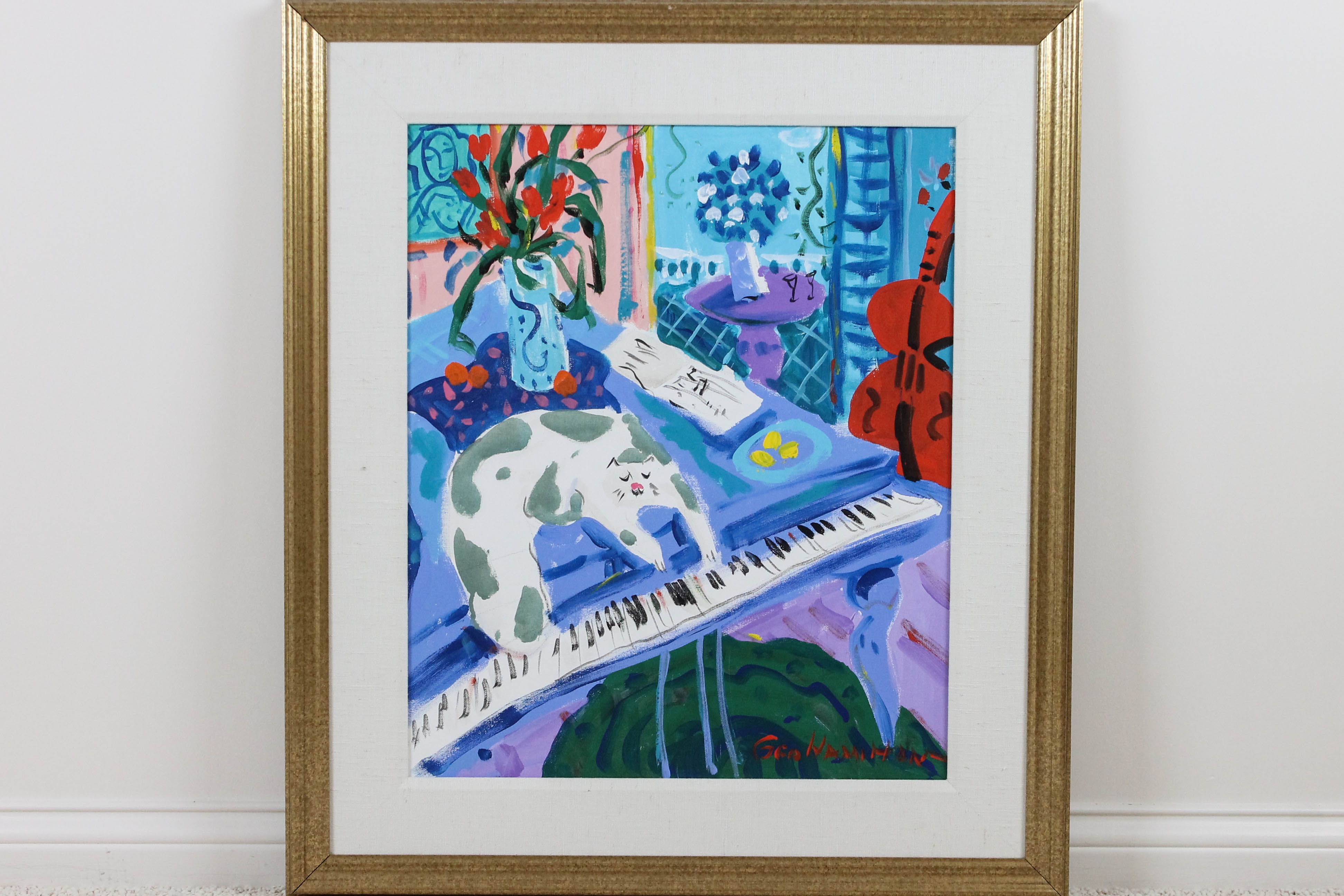 "The Performer" Hamilton Framed Acrylic on Paper Original EBTH