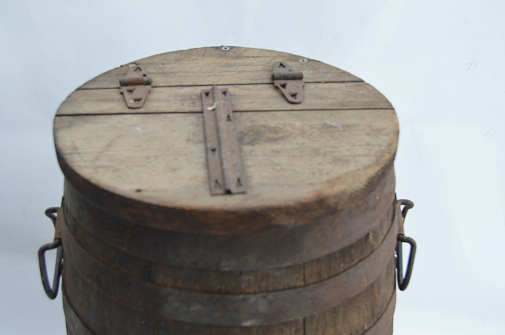 Vintage Oak Pickle Barrel with Hinged Lid EBTH