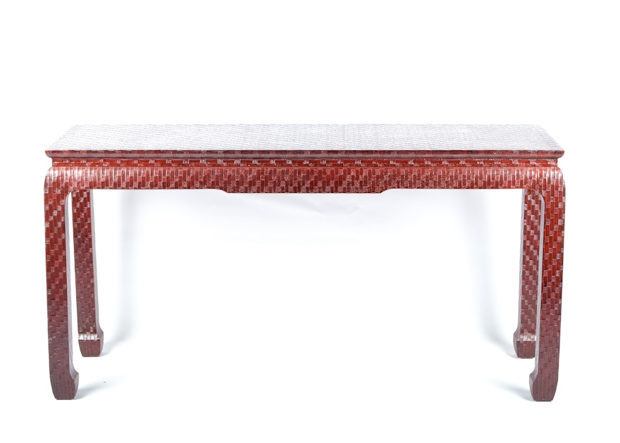 Asian Inspired Red Lacquer Console Table By Baker Ebth