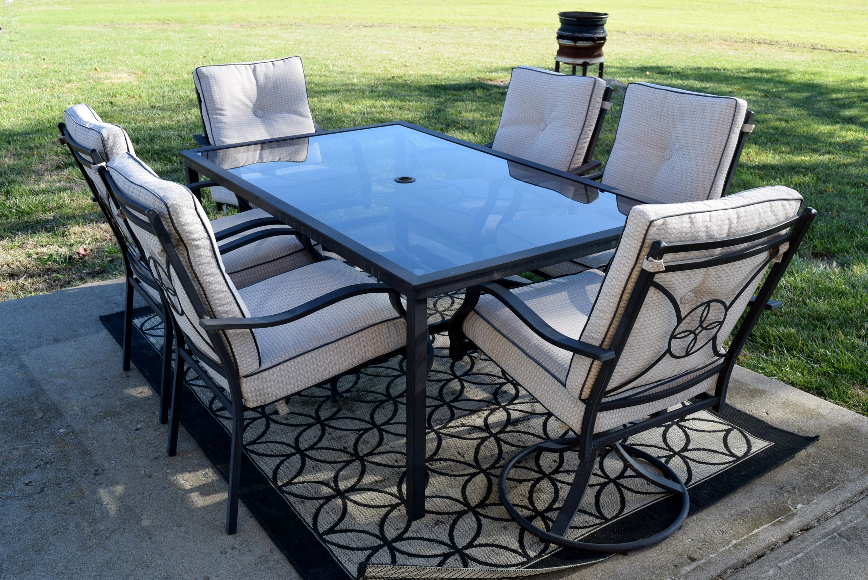 Glass Top Patio Table With Six Chairs Ebth