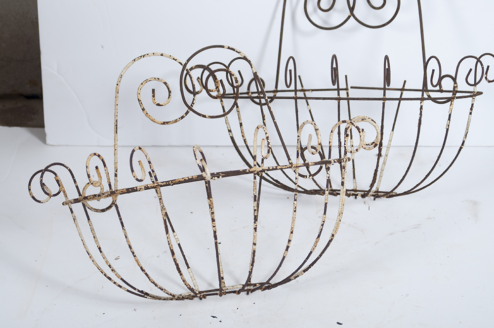 Pair of Wrought Iron Wall Baskets EBTH