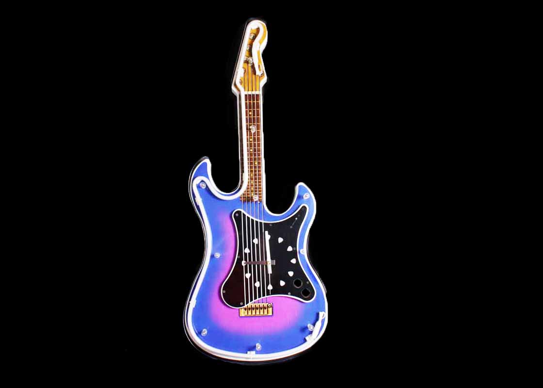 Neon Guitar Wall Clock EBTH