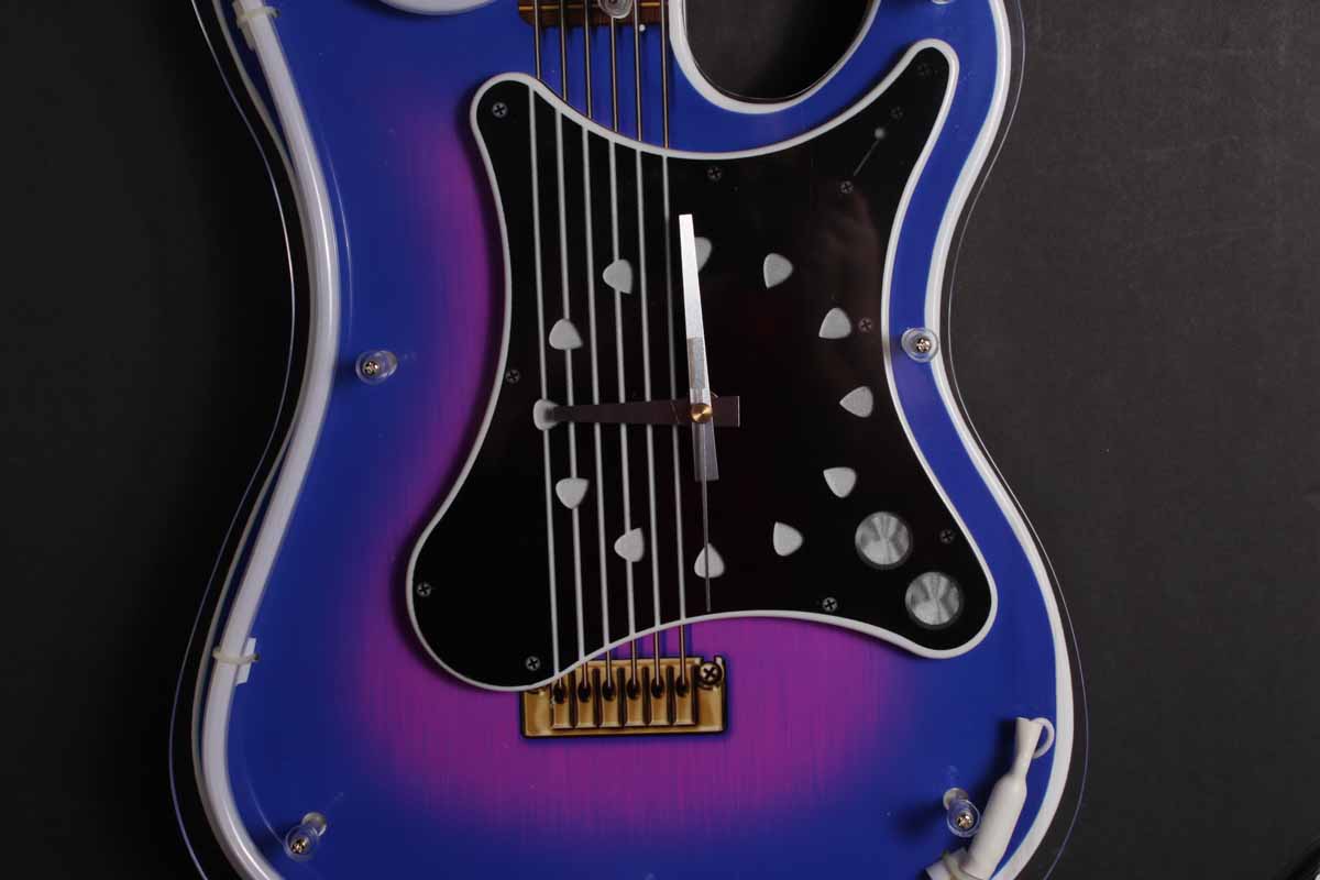 Neon Guitar Wall Clock EBTH