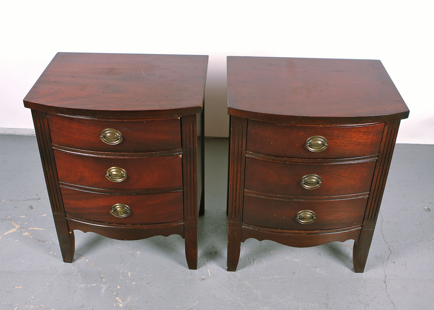 Mahogany Bow Front Nightstands EBTH